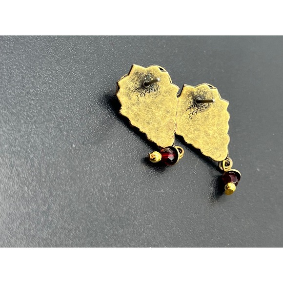 Michal Golan Handmade Designer Victorian Style Red Stone Dangle Earrings - Picture 12 of 12